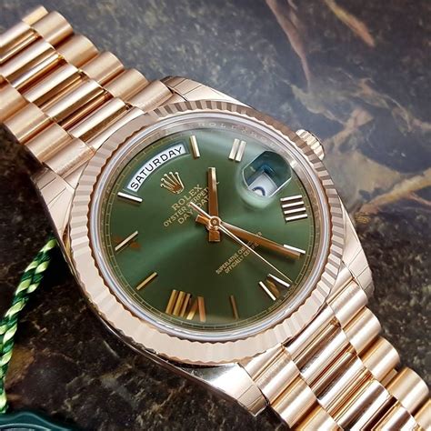 rolex day date rose gold rl888 automatic|rolex day date rose gold green dial.